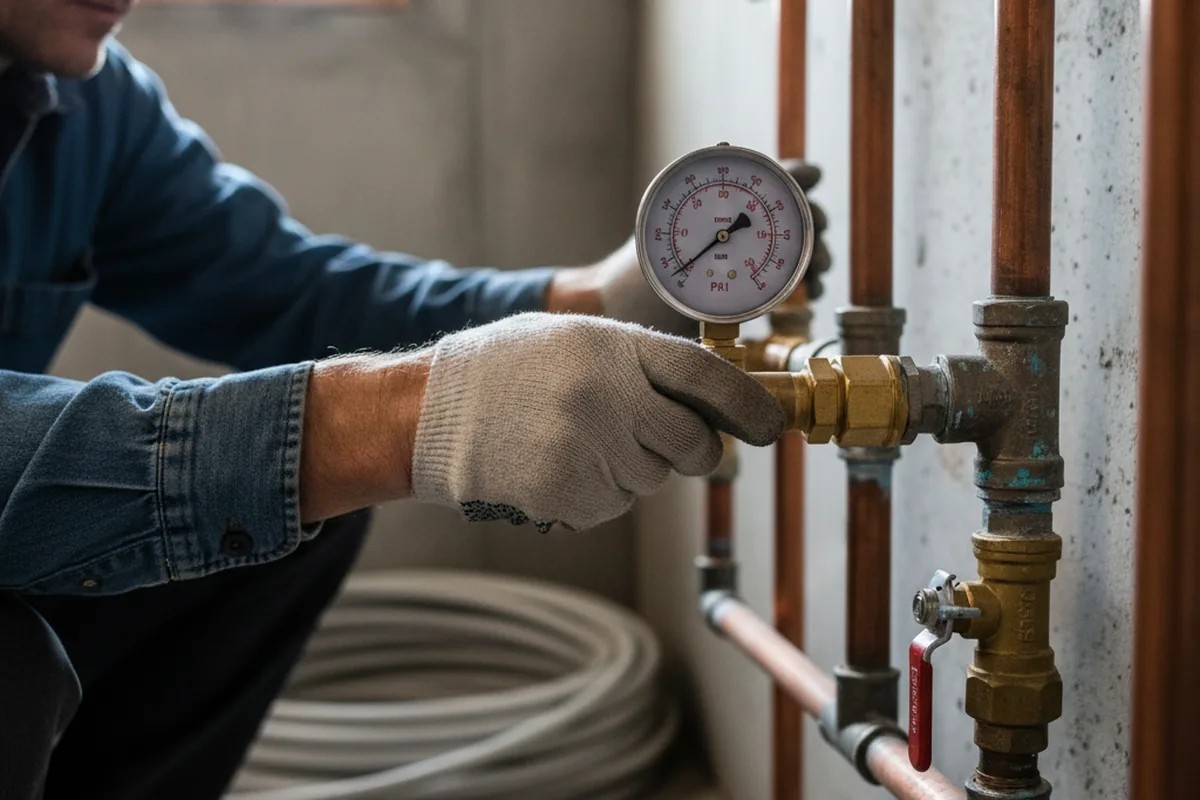 Pressure testing a repaired line during Water Line Repair in Toney